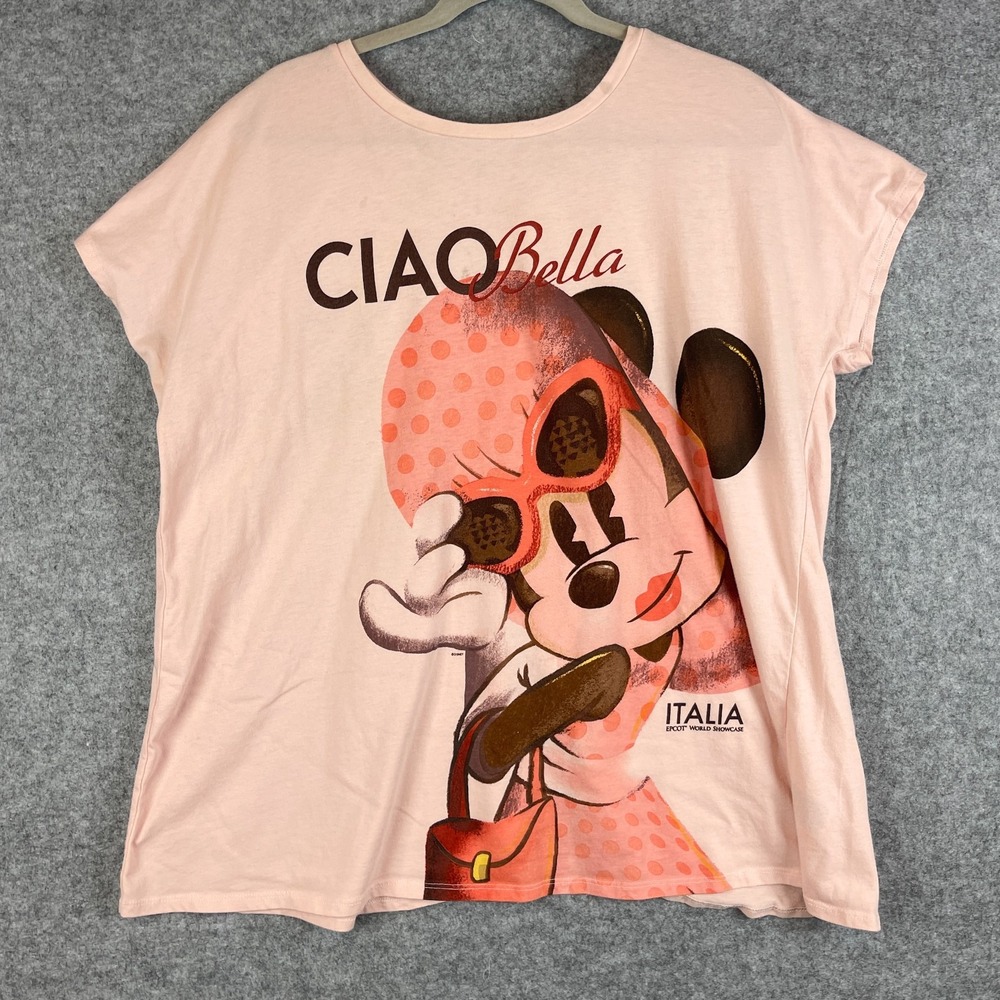 Disney Epcot World Showcase Italy Minnie Ciao Bella T-Shirt Womens XL Pink